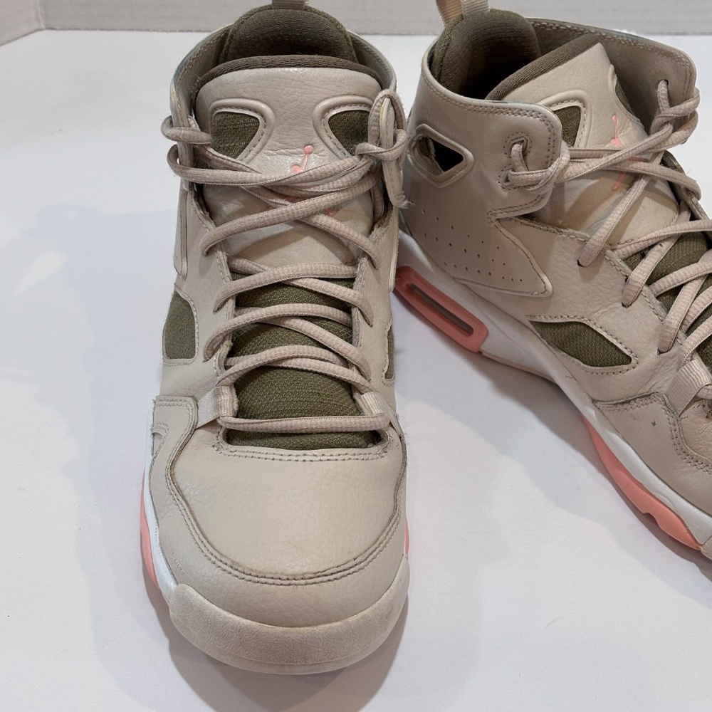 Jordan Flight Club 91 GS Sneakers Basketball Shoes SZ 6.5Y/8 W Beige Green Coral - Picture 3 of 13